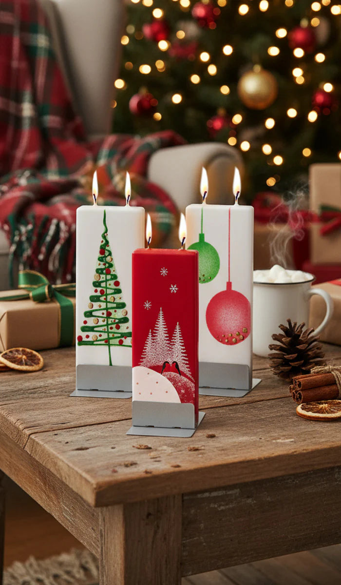 Set candele decorative FLATYZ - Rosso Natale – idea regalo originale