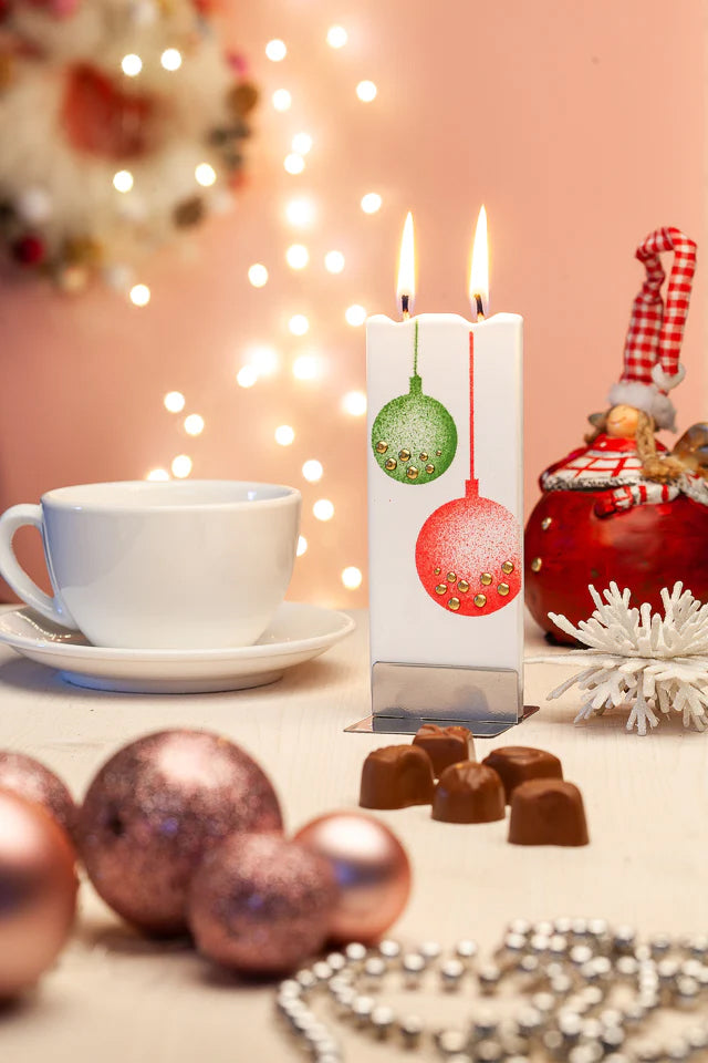 Candela decorativa FLATYZ Decorazioni di Natale - 2 palline colorate
