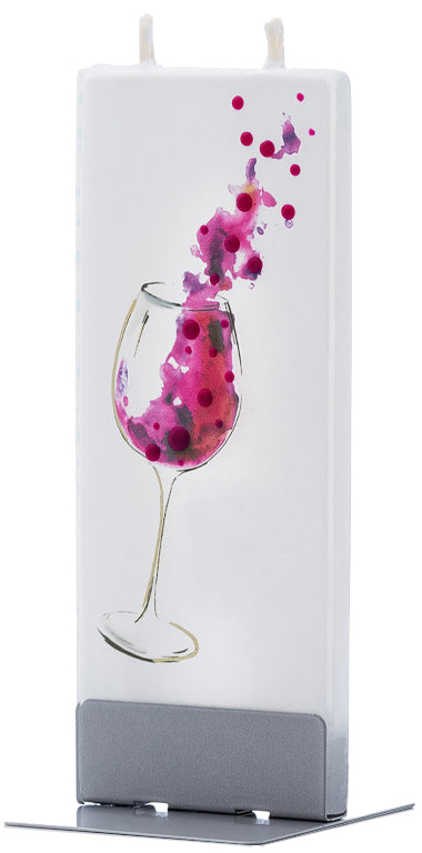 Candela Flatyz decorata a mano: calice di vino rosso