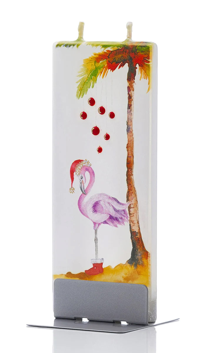 Weihnachtspalme mit rosa Flamingo