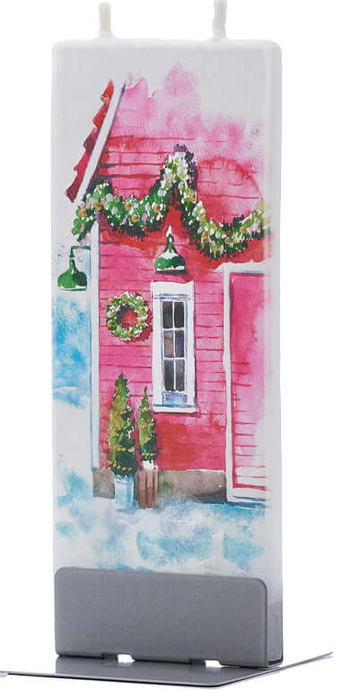 Candela artigianale Casa rossa di Natale