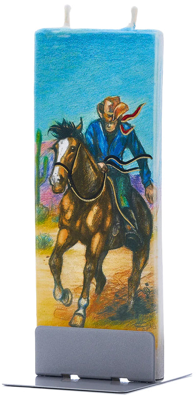 Cowboy in sella a un cavallo