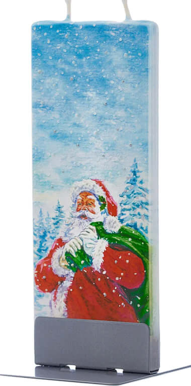 Candela Babbo Natale e la neve con due stoppini 