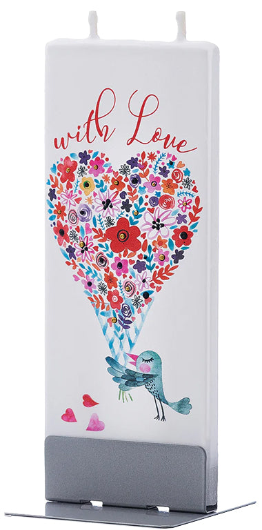 Candela decorativa FLATYZ Uccello con il cuore floreale
