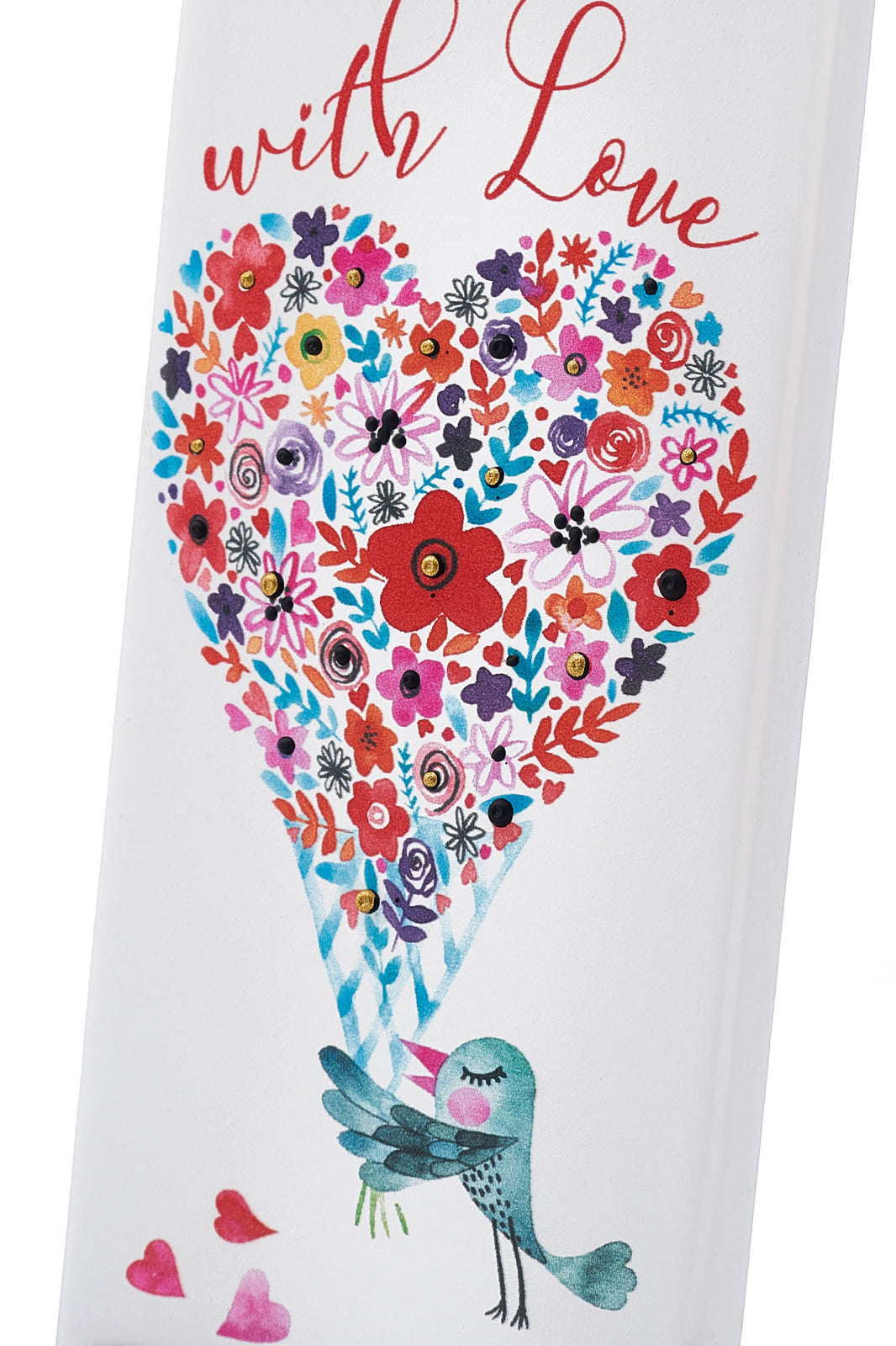 Candela decorativa FLATYZ Uccello con il cuore floreale