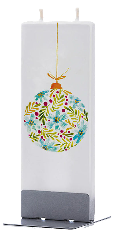 Candela artigianale Flatyz decorata con la palina di Natale