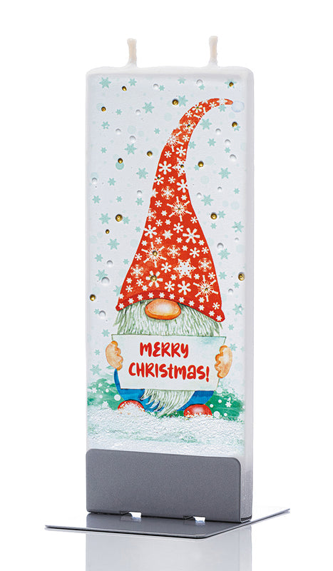 Candela decorativa FLATYZ Buon Natale con gnomo