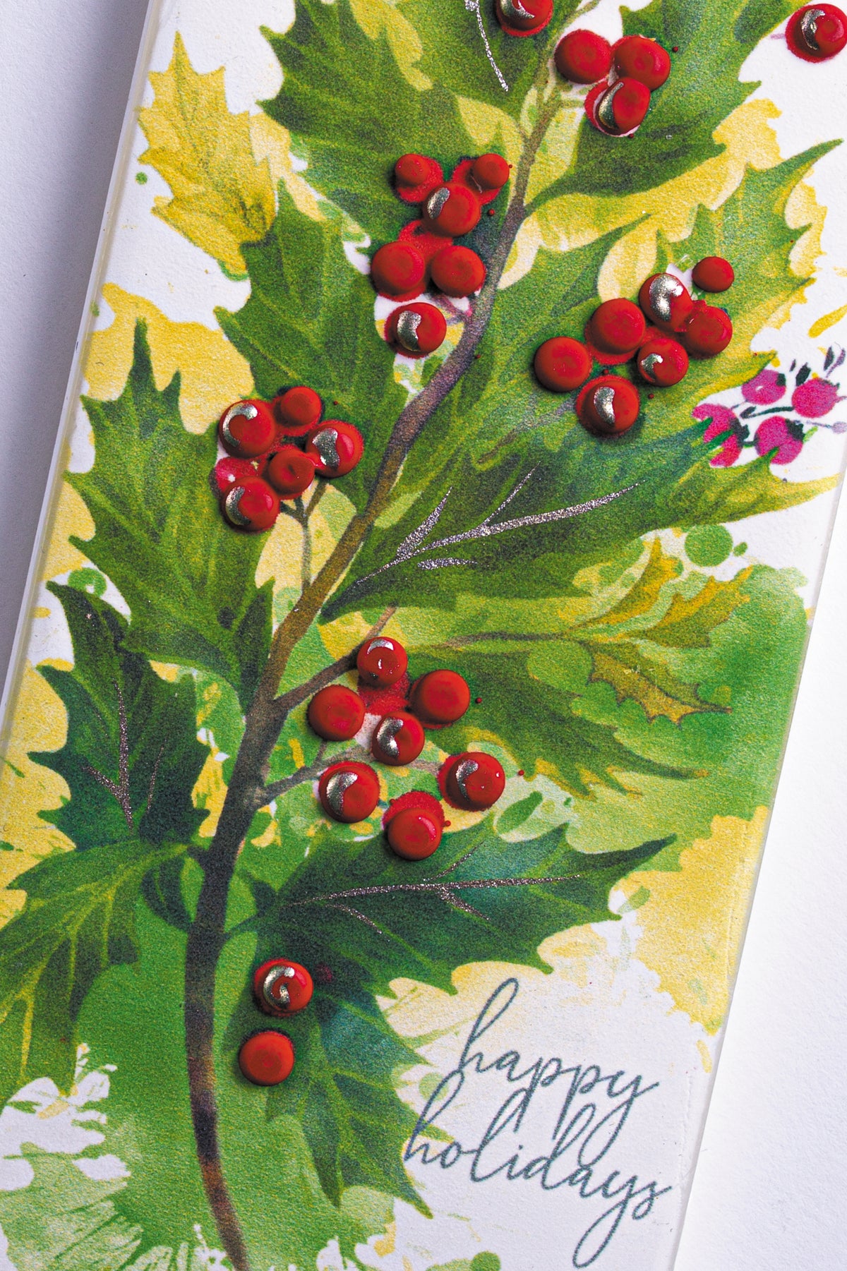 Candela natalizia Buone feste – Ramoscello di agrifoglio | FLATYZ