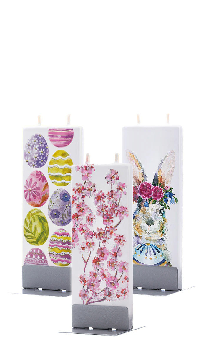 Set candele decorative FLATYZ Pasqua e fiori di ciliegio – idea regalo originale