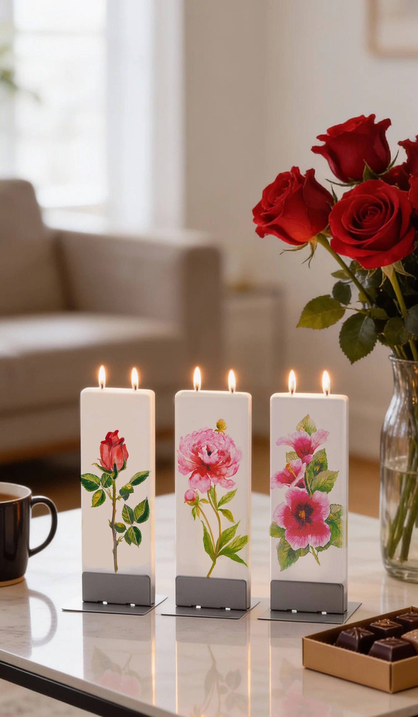 Set di candele FLATYZ floreali fatte a mano