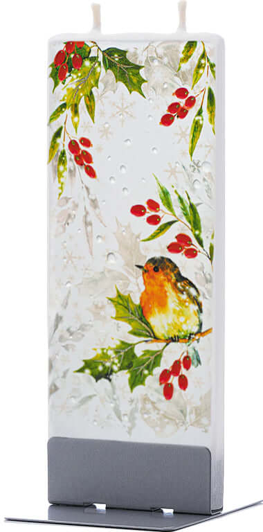 Candela fatta a mano Uccellino su un ramo di agrifoglio