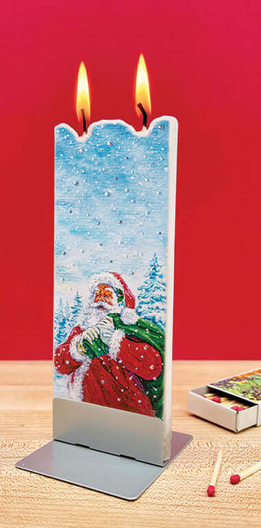 Candela Babbo Natale e la neve con due fammele 