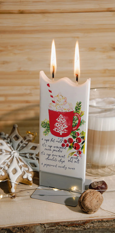 Candela decorativa FLATYZ Cioccolata calda alla menta