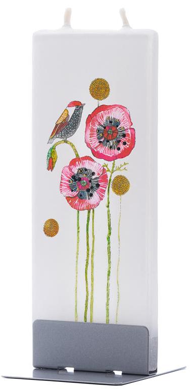 Candela decorativa FLATYZ Uccello sui papaveri