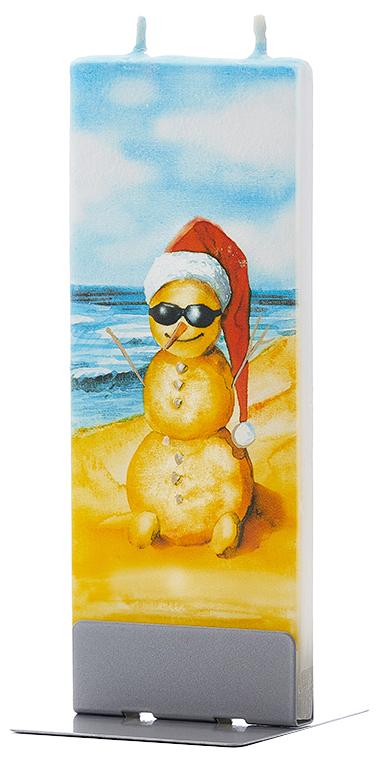 Natale in spiaggia con pupazzo di sabbia
