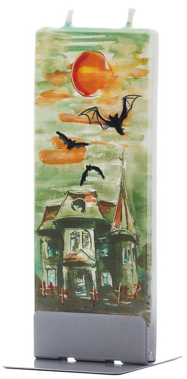Candela decorativa FLATYZ Casa stregata con pipistrelli e luna