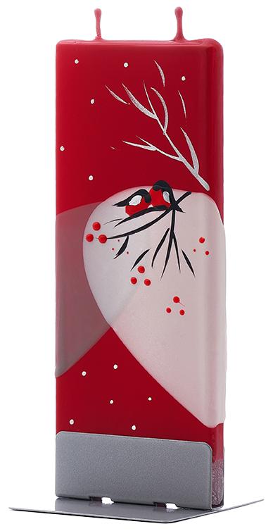 Uccelli d&#39;inverno su sfondo rosso